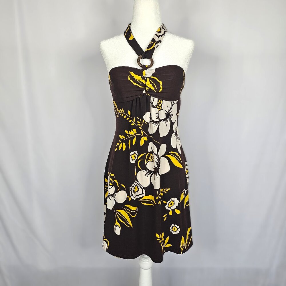 Love Tease Halter Sundress | Tropical Print | Small